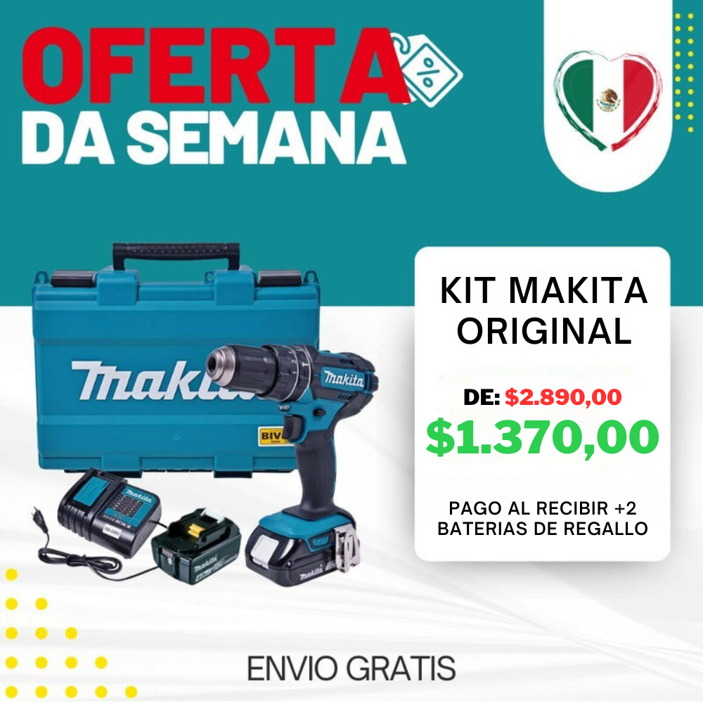 KIT ORIGINAL MAKITA - Taladro de alto impacto + 45 ACCESORIOS + 2 BATERIAS 48v - BLACK NOVEMBER